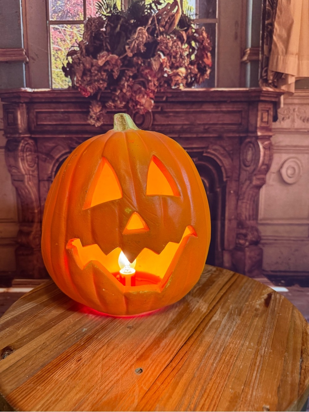 Trendmasters 1995 Halloween Orange Jack-O'-Lantern Lighted Pumpkin Foam Vintage